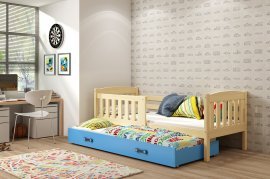 Dječji krevet Kubus s dodatnim ležajem - 90x200 cm - borovina/plava