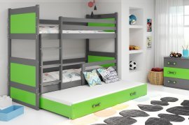 Krevet na kat Rico s dodatnim ležajem - 90x200 cm - graphite/zelena