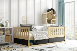 Dječji krevet Smart - 80x160 cm - borovina/crna