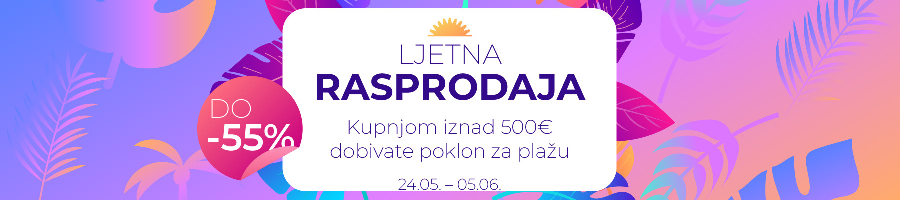 Ljetna rasprodaja. Kupnjom iznad 500€ dobivate poklon za plažu
