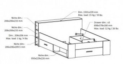 Fola - Krevet Easy beds standard K84844 + K50299 + K79282 - 90x200 cm