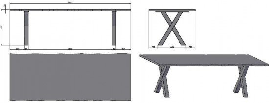 Fola - Blagovaonski stol Rambla 260x100 cm - 35 mm