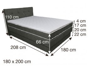 Fola - Boxspring krevet Merlin Pocket - 120x200 cm