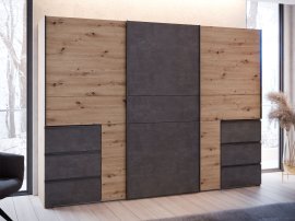 Ormar Winn 270 cm - hrast/tamno sivi