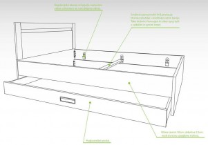 Kerles - Krevet Bridge s ladicom - 90x190 cm