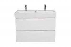 Aqua Rodos - Ormarić s umivaonikom Venice - 100 cm bijeli zidni za 2 armature