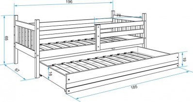 BMS Group - Dječji krevet Carino s dodatnim ležajem - 80x190 cm - bijela/roza