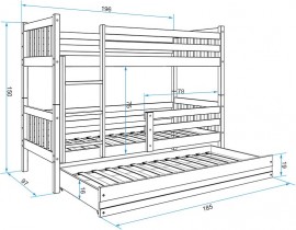 BMS Group - Krevet na kat Carino s dodatnim ležajem - 80x190 cm - bijela/roza