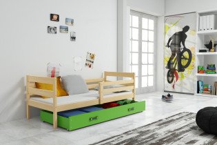 Dječji krevet Eryk - 80x190 cm - borovina/zelena
