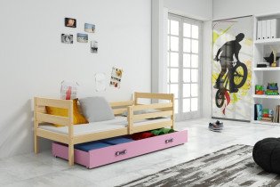 Dječji krevet Eryk - 90x200 cm - borovina/roza