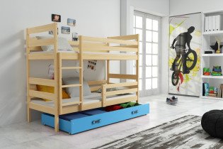 Krevet na kat Eryk - 80x160 cm - borovina/plava