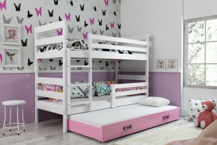 Krevet na kat Eryk s dodatnim ležajem - 80x160 cm - bijela/roza