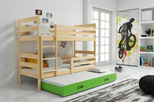 Krevet na kat Eryk s dodatnim ležajem - 80x160 cm - borovina/zelena