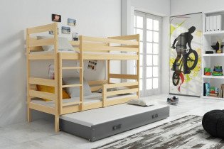 Krevet na kat Eryk s dodatnim ležajem - 80x160 cm - borovina/graphite