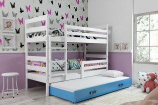 Krevet na kat Eryk s dodatnim ležajem - 80x160 cm - bijela/plava