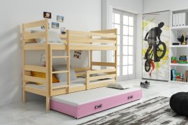 Krevet na kat Eryk s dodatnim ležajem - 90x200 cm - borovina/roza