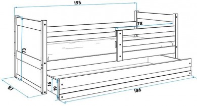 BMS Group - Dječji krevet Rico - 80x190 cm - bijela/roza