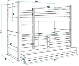 BMS Group - Krevet na kat Rico - 80x160 cm - bijela/roza