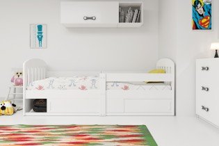 BMS Group - Dječji krevet Classic - 80x160 cm - bijela+bijela