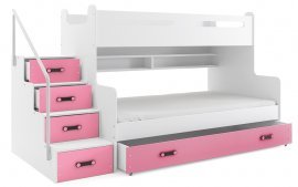 BMS Group - Krevet na kat Max-3 - 120x200 cm - bijela/roza