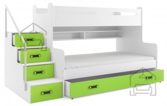 BMS Group - Krevet na kat Max-3 - 120x200 cm - bijela/zelena