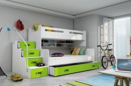 Krevet na kat Max-3 - 120x200 cm - bijela/zelena