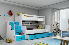 Krevet na kat Max-3 - 120x200 cm - bijela/plava