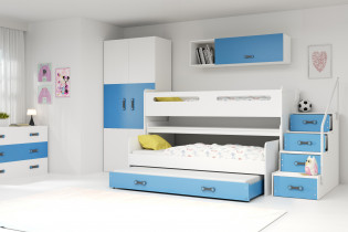 BMS Group - Krevet na kat-transformer Max-1 s dodatnim ležajem - 80x200 cm - bijela/plava