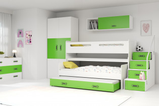 BMS Group - Krevet na kat-transformer Max-1 s dodatnim ležajem - 80x200 cm - bijela/zelena