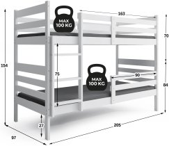 BMS Group - Krevet na kat Eryk - 90x200 cm - bijela