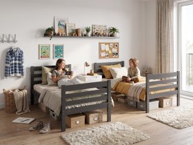 BMS Group - Krevet na kat Eryk - 90x200 cm - grafit