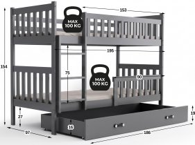 BMS Group - Krevet na kat Kubus - 90x190 cm