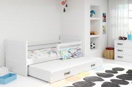 Dječji krevet Rico s dodatnim ležajem - 90x200 cm - bijela/bijela