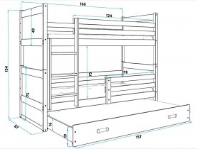 BMS Group - Krevet na kat Rico s dodatnim ležajem - 80x160 cm - bijela/roza