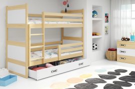 Krevet na kat Rico s ladicom - 90x200 cm - borovina/bijela