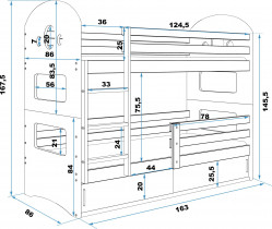 BMS Group - Krevet na kat Dominik - 80x160 cm - bijela/roza