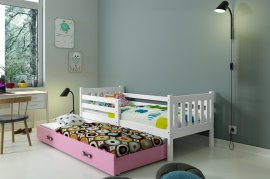 BMS Group - Dječji krevet Carino s dodatnim ležajem - 80x190 cm - bijela/roza