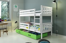 Krevet na kat Carino s ladicom - 80x160 cm - bijela/zelena