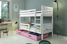 Krevet na kat Carino s ladicom - 80x190 cm - bijela/roza