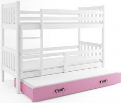 BMS Group - Krevet na kat Carino s dodatnim ležajem - 80x190 cm - bijela/roza