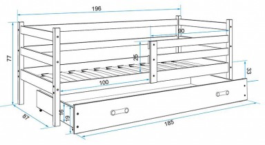 BMS Group - Dječji krevet Eryk - 80x190 cm - bijela/roza