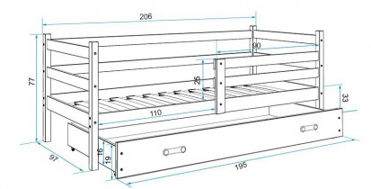 BMS Group - Dječji krevet Eryk - 90x200 cm - bijela/roza