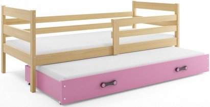 BMS Group - Dječji krevet Eryk s dodatnim ležajem - 80x190 cm - borovina/roza