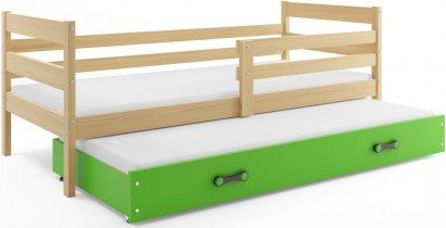 BMS Group - Dječji krevet Eryk s dodatnim ležajem - 90x200 cm - borovina/zelena