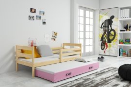 BMS Group - Dječji krevet Eryk s dodatnim ležajem - 90x200 cm - borovina/roza