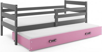 BMS Group - Dječji krevet Eryk s dodatnim ležajem - 80x190 cm - graphite/roza