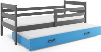 BMS Group - Dječji krevet Eryk s dodatnim ležajem - 90x200 cm - graphite/plava
