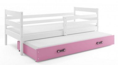 BMS Group - Dječji krevet Eryk s dodatnim ležajem - 80x190 cm - bijela/roza