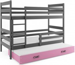 BMS Group - Krevet na kat Eryk s dodatnim ležajem - 90x200 cm - graphite/roza