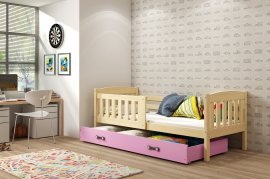 Dječji krevet Kubus - 80x190 cm - borovina/roza